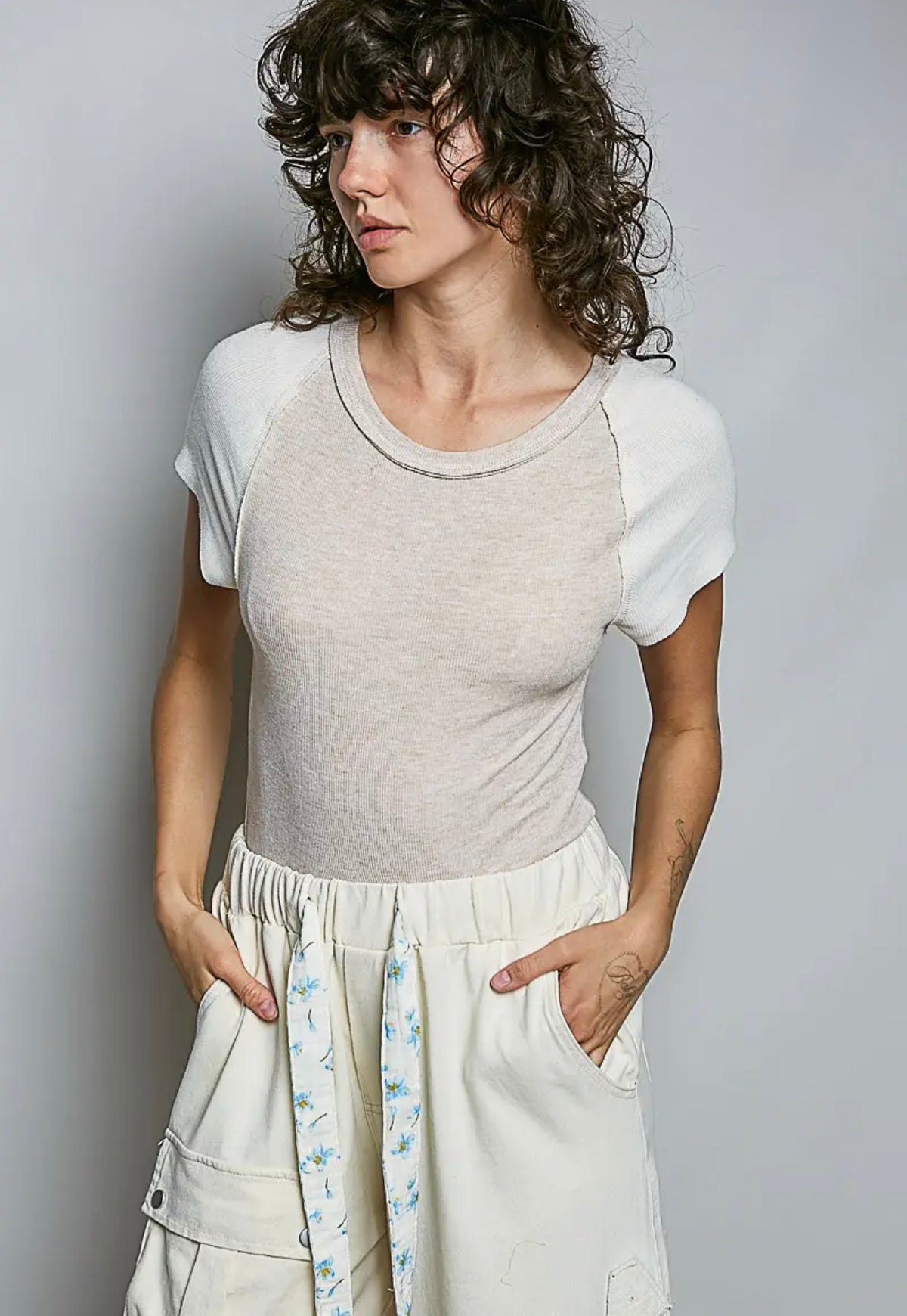 Almond Fitted Top