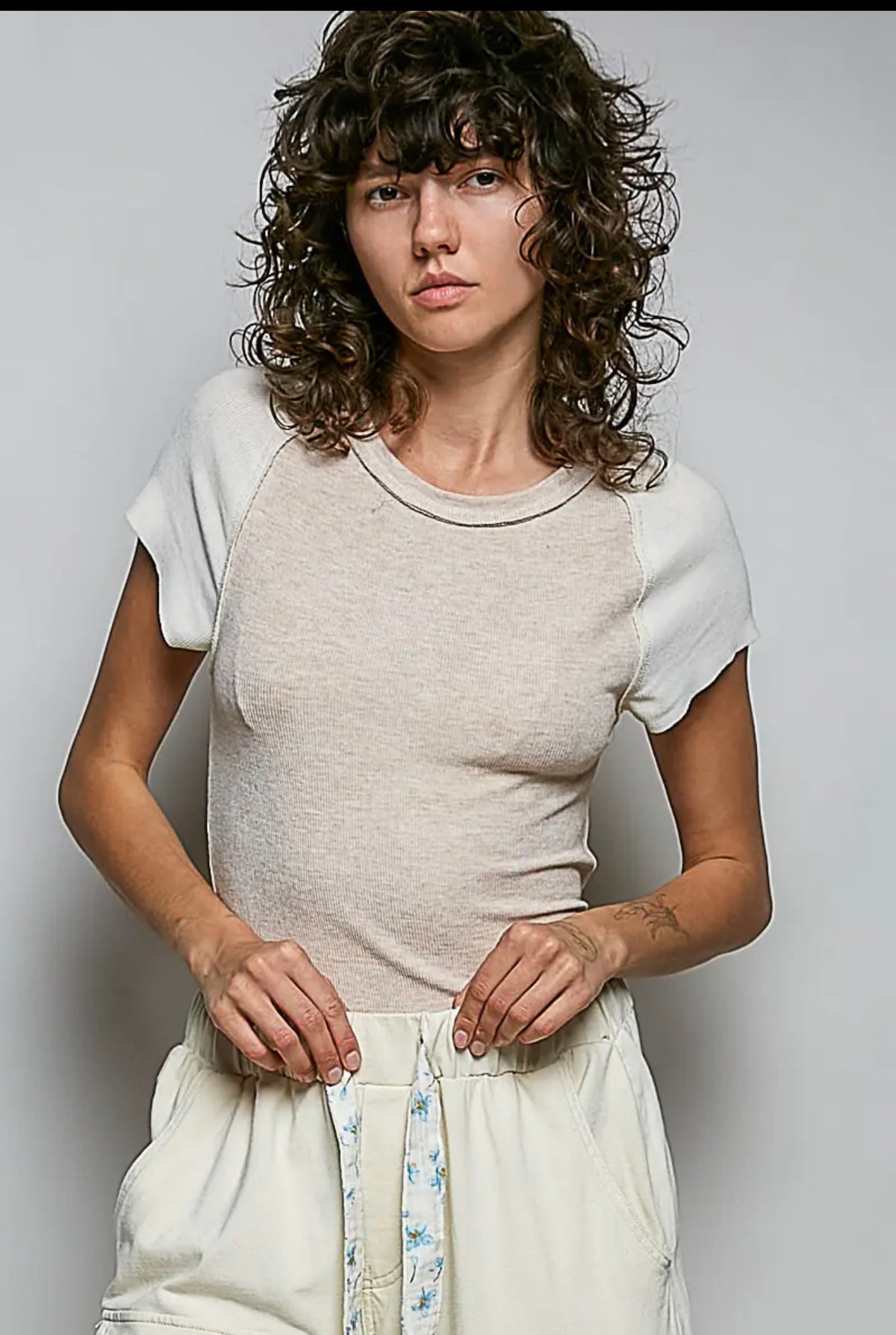 Almond Fitted Top