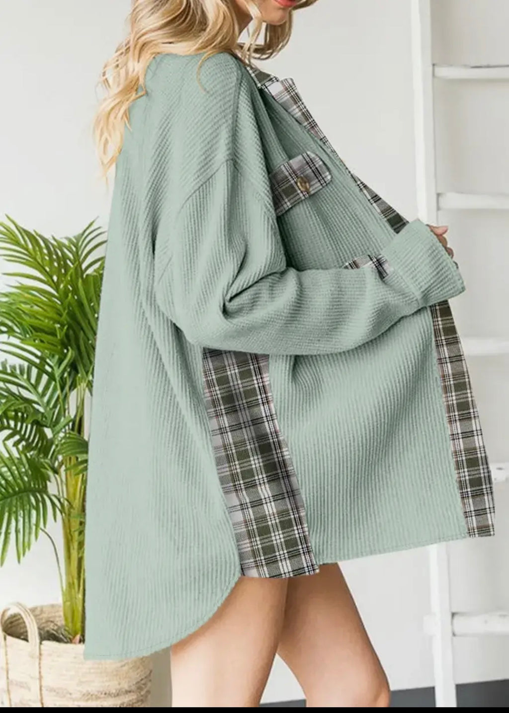 Plaid patchwork Shacket