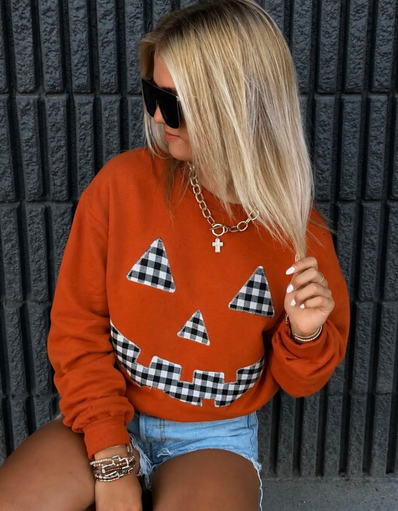 Gingham pumpkin Crew