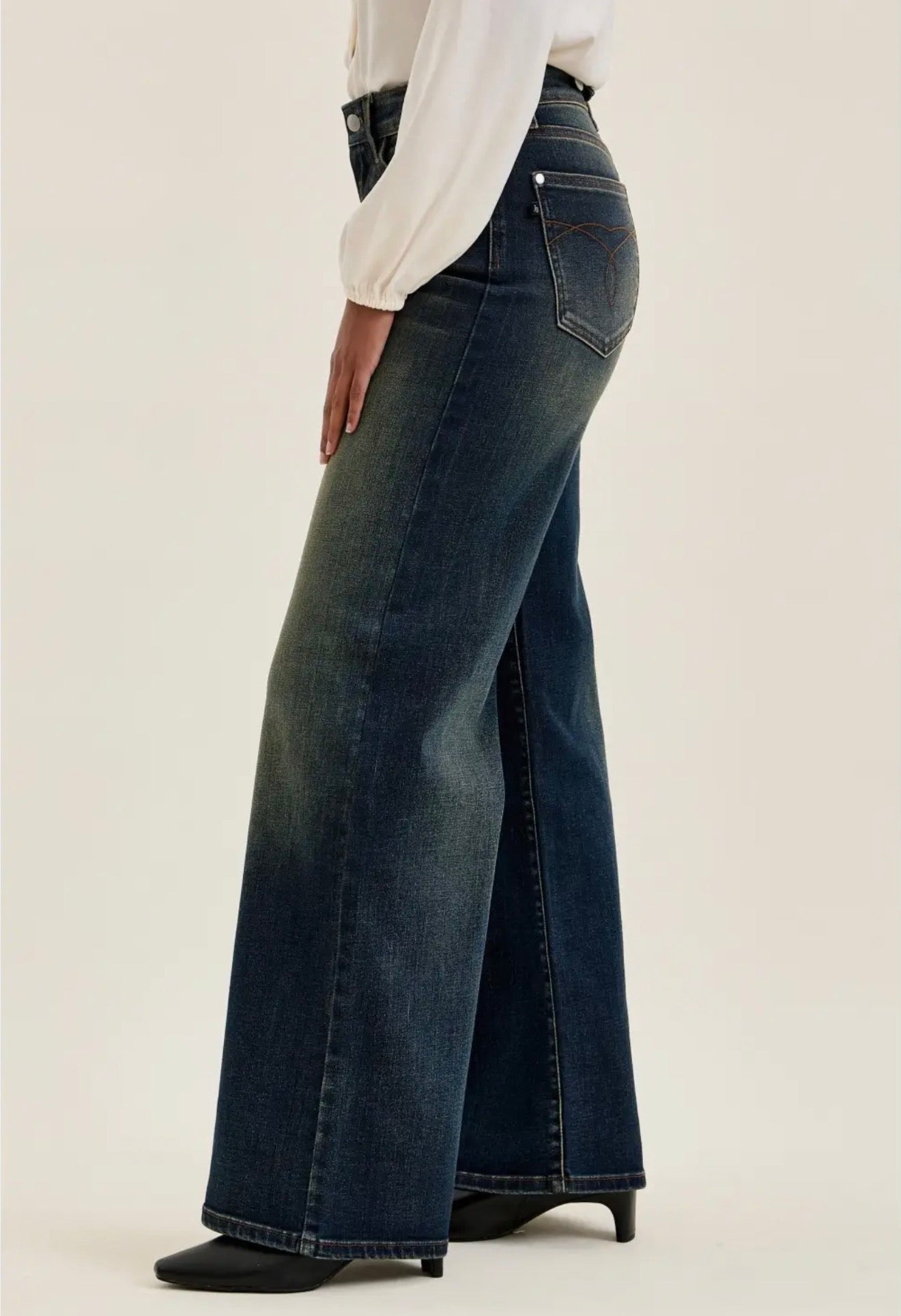 Whisky Night Retro Wide Leg Jeans