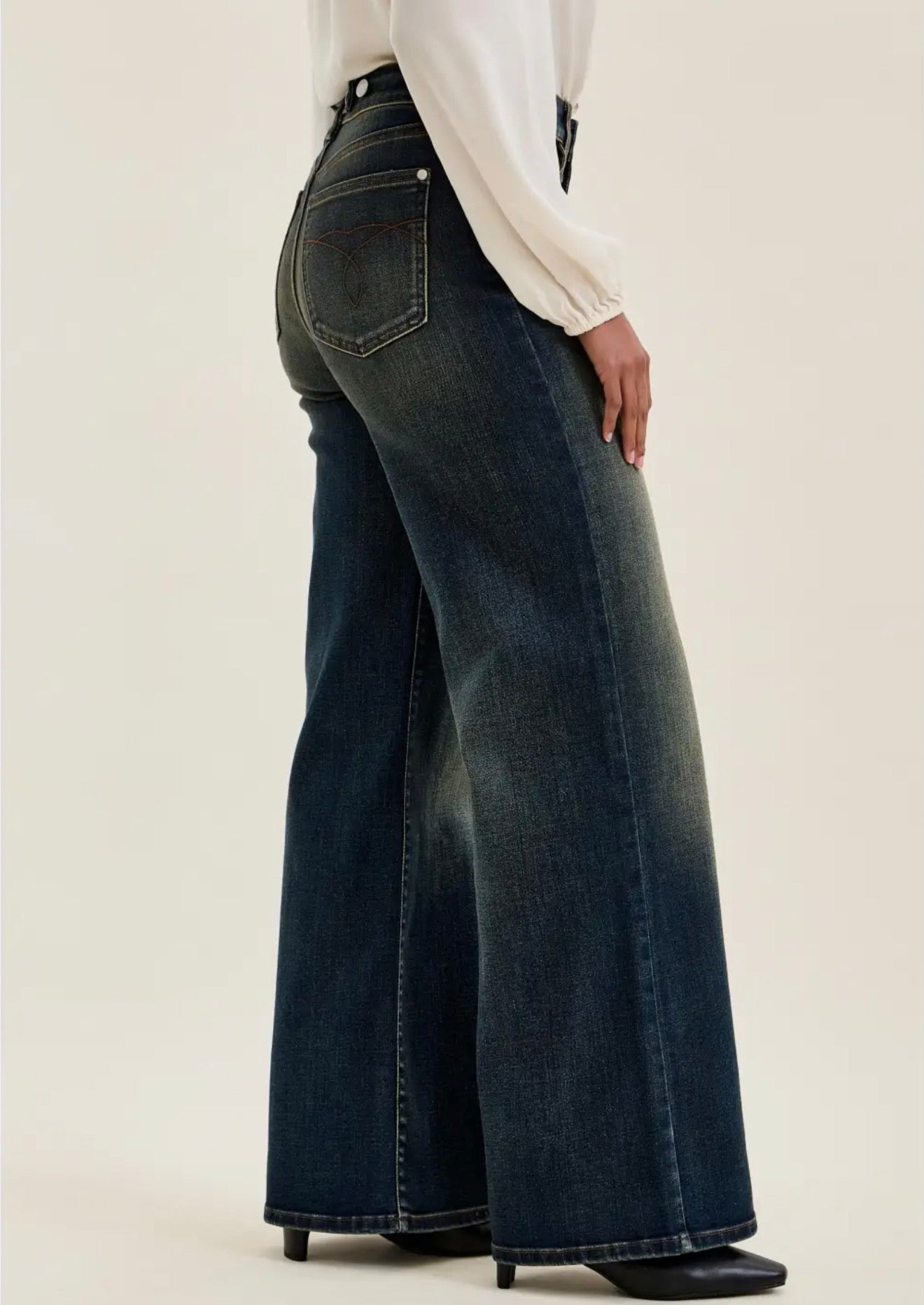 Whisky Night Retro Wide Leg Jeans