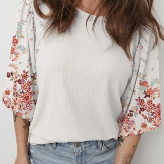 Texture Ribbed Floral Print
Patchwork Top